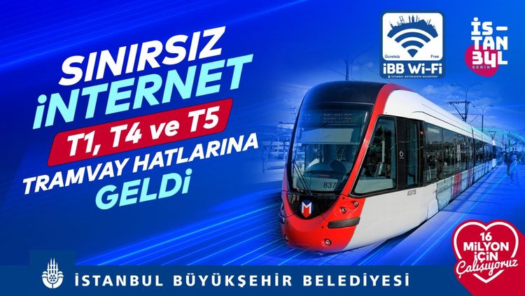İBB'den Tramvay Hatlarına Ücretsiz İnternet