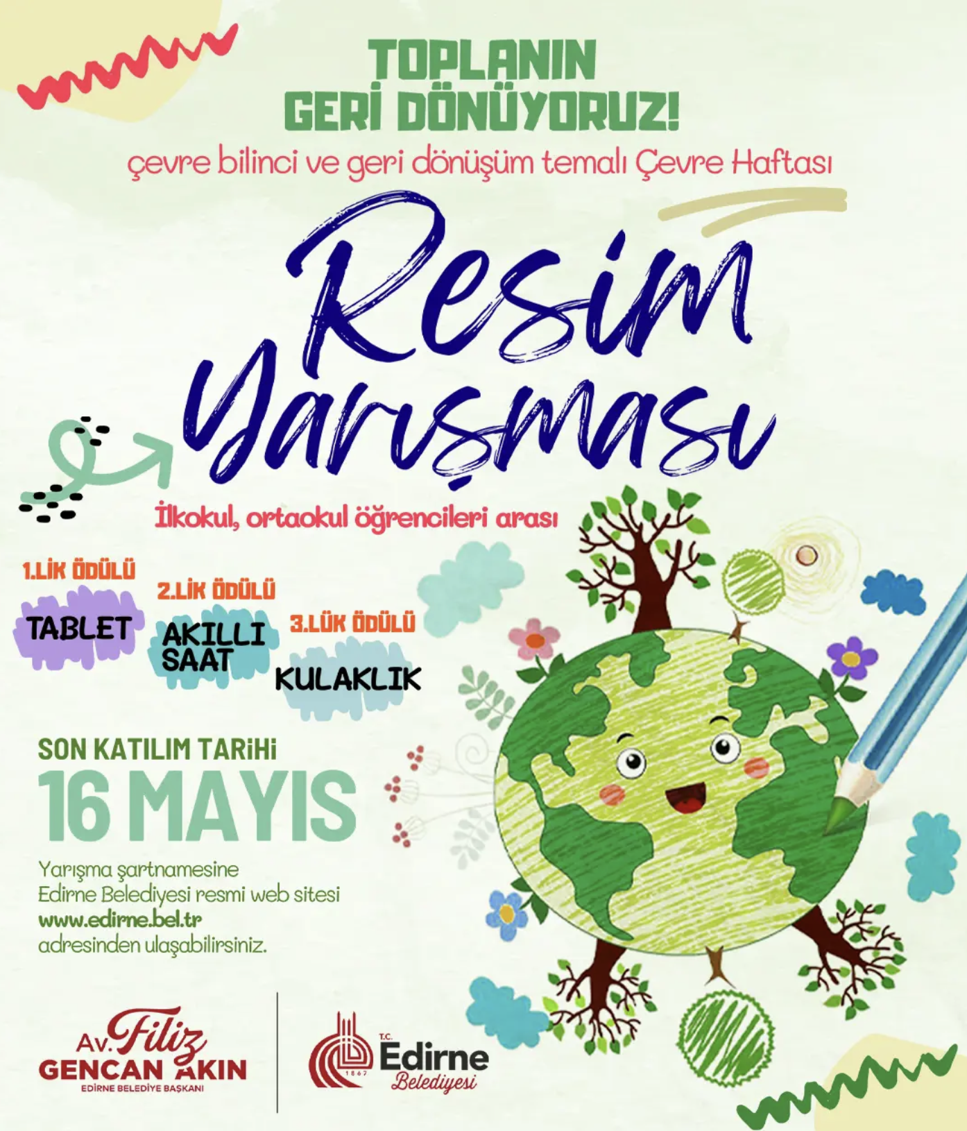 Edirne Belediyesi'nden Çevre Bilinci Resim Yarışması